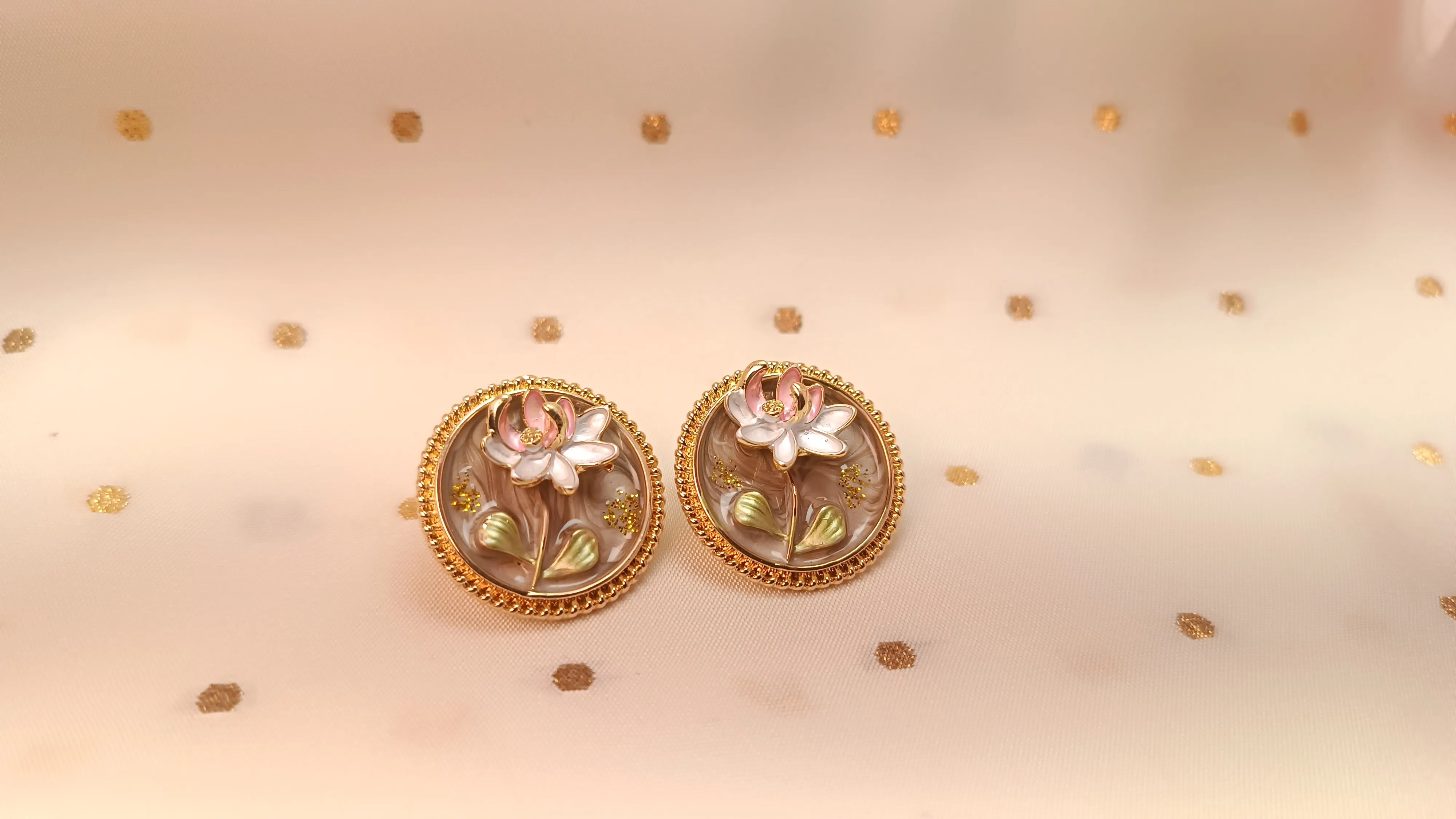 Vintage Bloom Enamel Medallion Studs